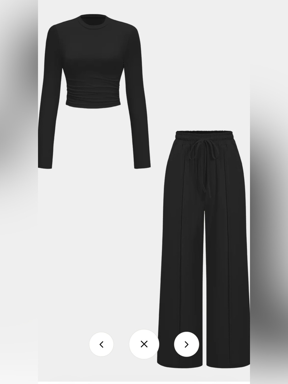 Everyday Black Wide-Leg Drawstring Pant Set